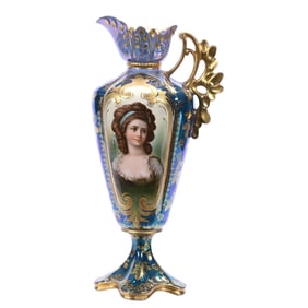 Pedestal Ewer, Marked R.S. Prussia And Bee Hive, Rare Potocka Keyhole Portrait, Must See