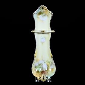 Double Serving Spoon Rest, Marked R.S. Prussia, Yellow And Green Tones With Snowball Floral Decor