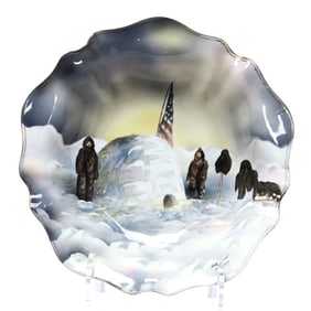 Bowl Marked R.S. Prussia, Extremely Rare Admiral Peary Artic Expedition Titled "Midst Snow And Ice"