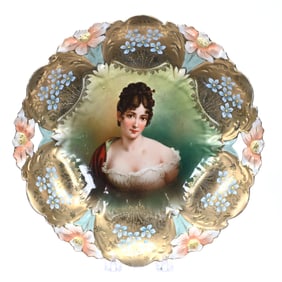Cake Plate, Unmarked R.S. Prussia, Lily Mold