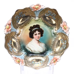 Footed Bowl, Unmarked R.S. Prussia, Lily Mold