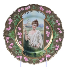 Plate Marked R.S. Prussia, Mold #343, Spring Season Keyhole Portrait