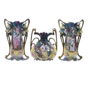 Mantel Set, Three Piece, Unmarked R.S. Prussia