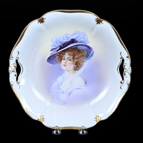 Cake Plate Marked Prov Saxe, Gibson Girl "Mary" Portrait