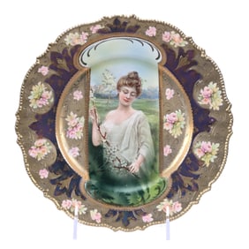Plate Marked R.S. Prussia, Mold #343, Spring Season Keyhole Portrait