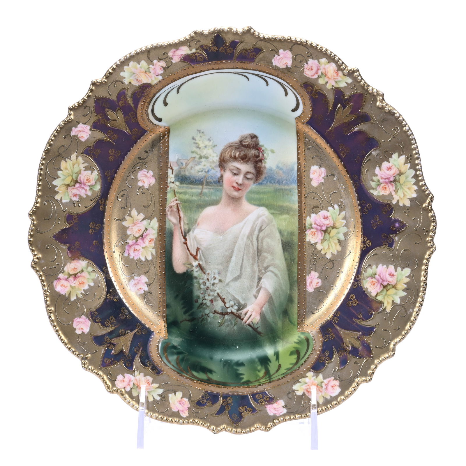 Plate Marked R.S. Prussia, Mold #343, Spring Season Keyhole Portrait (1 of 2)
