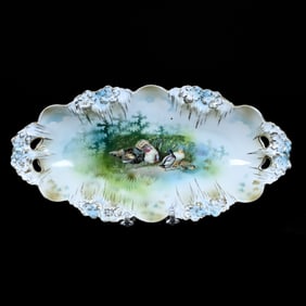 Celery Tray Marked Wheelock Prussia, Icicle Mold, Double Scene Turkey And Duck Decor