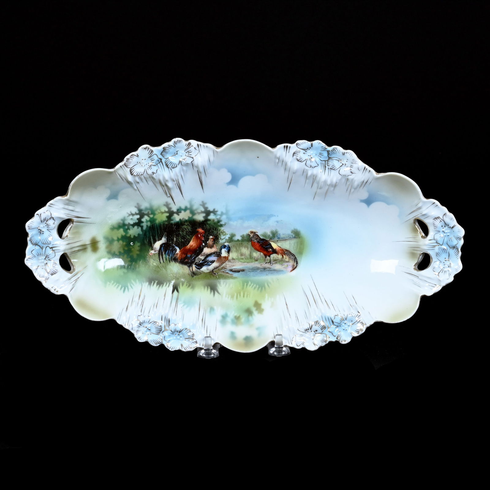 Celery Tray Marked Wheelock Prussia, Icicle Mold, Double Scene Turkey And Duck Decor (1 of 2)