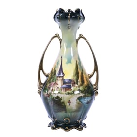 Vase, Two Handles, Marked R.S. Prussia, Jewel Mold