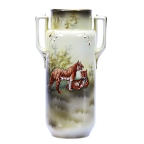 Two Handled Vase, Unmarked R.S. Prussia, Mold #914