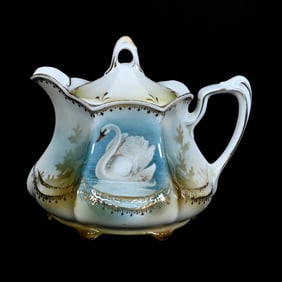 Syrup Pitcher, Unmarked R.S. Prussia, Swag And Tassel Mold