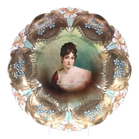 Charger, Unmarked R.S. Prussia, Lily Mold, Recamier Portrait
