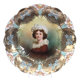 Charger, Unmarked R.S. Prussia, Lily Mold, Lebrun With Hat Portrait