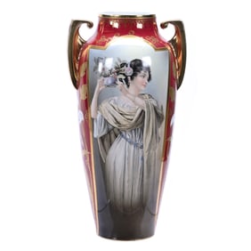 Two Handled Vase, Marked R.S. Germany (R.S. Suhl Mold #3), Possibly The Finest Scenic R.S. Germany