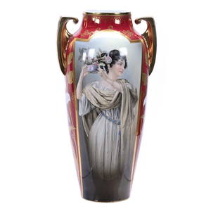 Two Handled Vase, Marked R.S. Germany (R.S. Suhl Mold #3), Possibly The Finest Scenic R.S. Germany