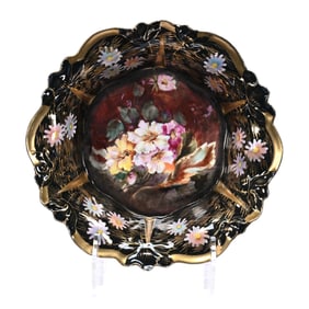 Bowl, Unmarked R.S. Prussia, Lily Variation Mold, Rare Black Border