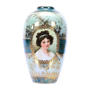 Vase Marked Royal Vienna, Medallion Portrait Lebrun With Ribbon