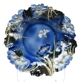 Center Bowl, Unmarked R.S. Prussia, Carnation Mold, Beautiful & Rare Cobalt Blue, Fantastic Example