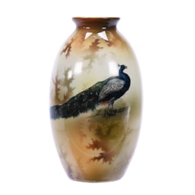 Vase, Unmarked R.S. Prussia, Peacock Scenic Decor