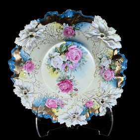 Center Bowl Marked R.S. Prussia, Carnation Mold