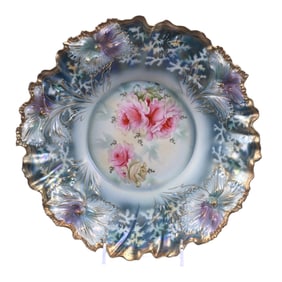 Bowl Marked R.S. Prussia, Carnation Mold, Fantastic Iridescent Tiffany Satin Finish