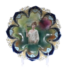 Bowl Marked R.S. Prussia, Mold #90, Spring Season Portrait
