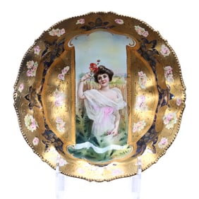 Bowl Marked R.S. Prussia, Mold #343, Summer Season Keyhole Portrait