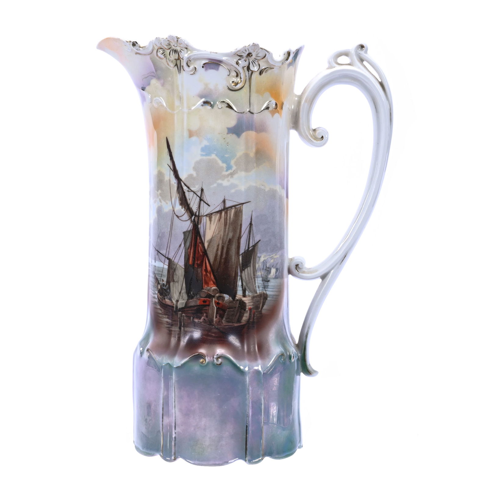 Tankard, Unmarked R.S. Prusia, Masted Schooner Scenic Decor (1 of 3)