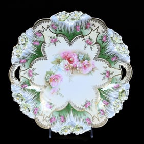 Cake Plate Marked R.S. Prussia, Icicle Mold