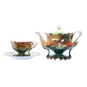 Tea Set, Unmarked R.S. Prussia, Sawtooth Mold #664