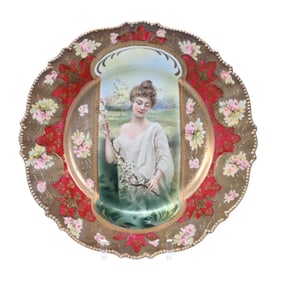 Plate Marked R.S. Prussia, Mold #343, Spring Season Keyhole Portrait