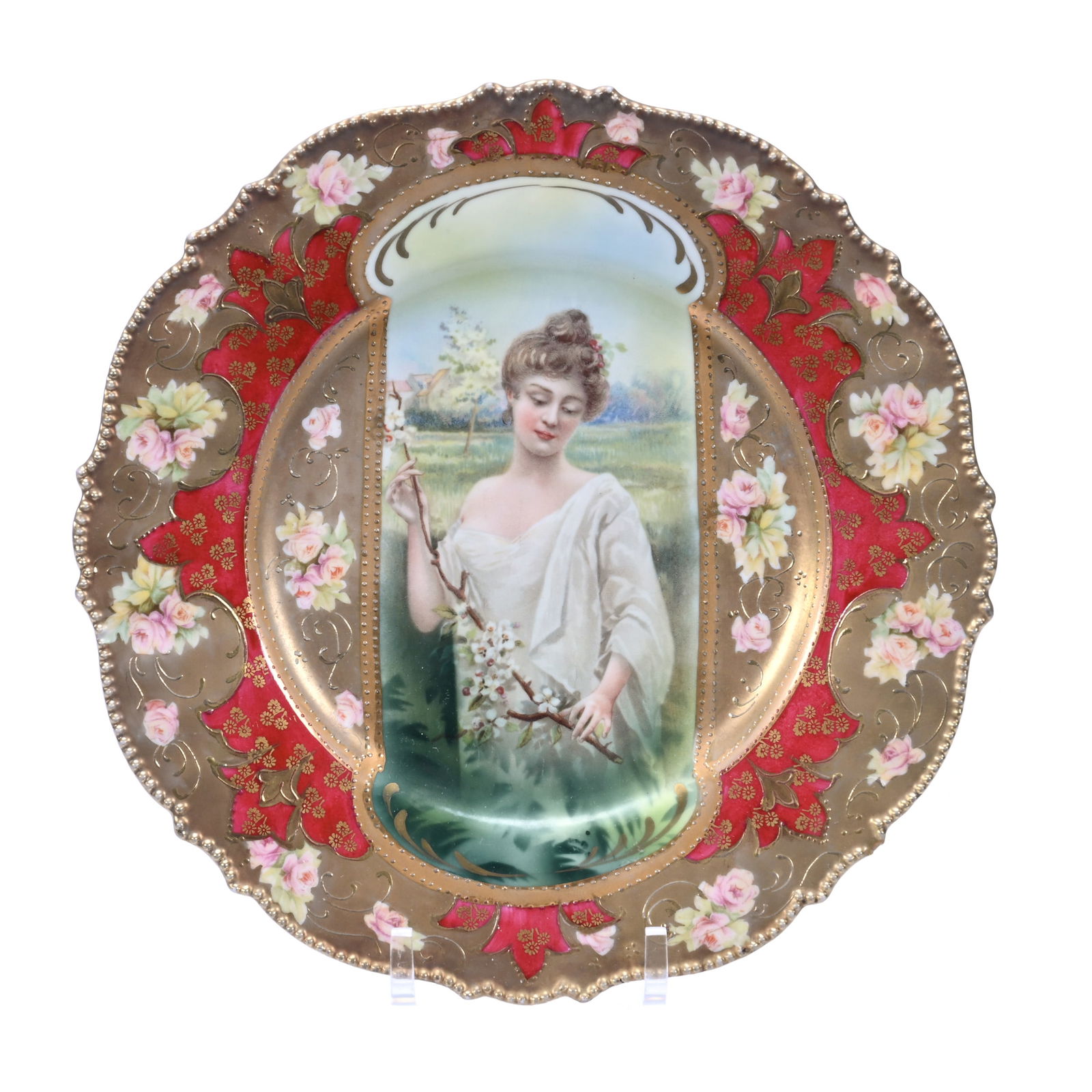 Plate Marked R.S. Prussia, Mold #343, Spring Season Keyhole Portrait (1 of 3)