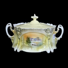 Cracker Jar, Two Handles, Marked R.S. Prussia, Icicle Mold