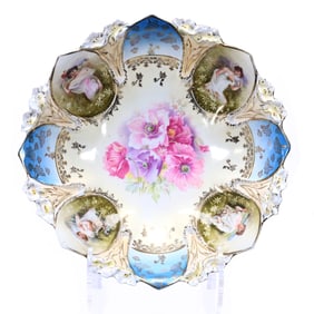 Bowl Marked R.S. Prussia, Mold #90, Rare With The Four Seasons Portraits