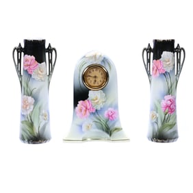 Mantel Set Marked R.S. Suhl, Three Piece