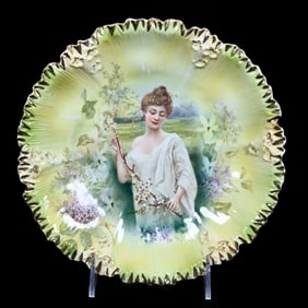 Plate Marked R.S. Prussia, Mold #211A, Spring Season Portrait