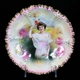 Plate Marked R.S. Prussia, Mold #211A, Summer Season Portrait