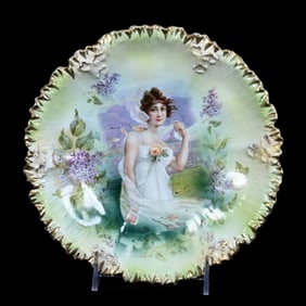 Plate Marked R.S. Prussia, Mold #211A, Fall Season Portrait