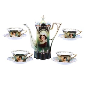 Coffee Set, Unmarked R.S. Prussia, Lily Mold