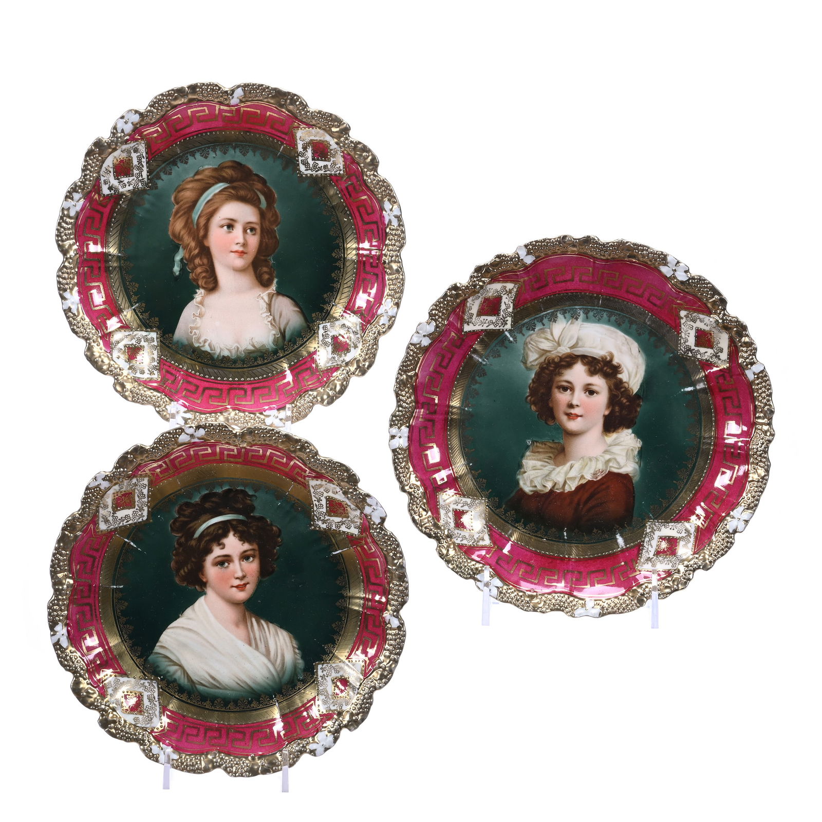 (3) Plates, Unmarked R.S. Prussia, Stipple Mold (1 of 2)