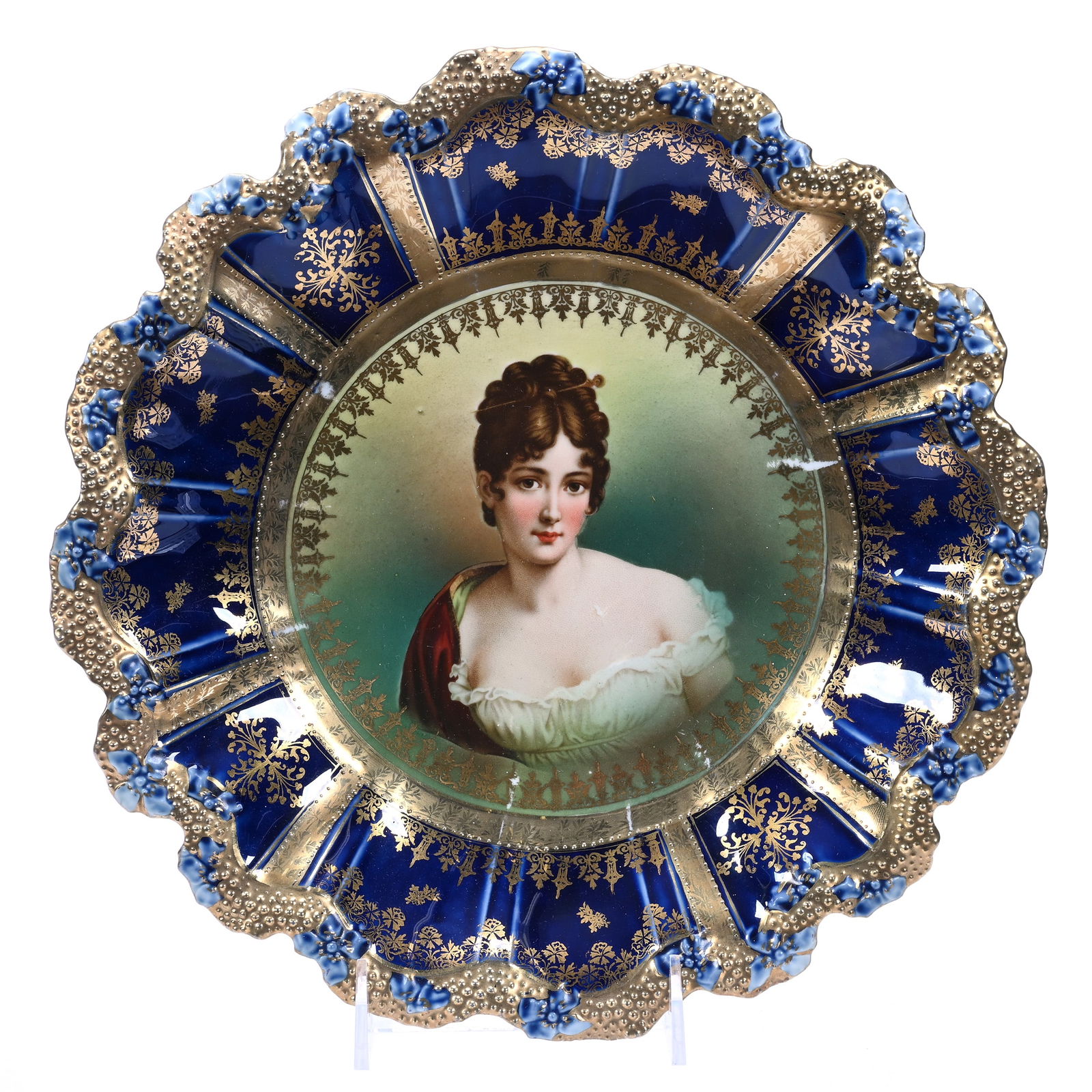 Charger, Unmarked R.S. Prussia, Stipple Mold, Recamier Portrait (1 of 2)