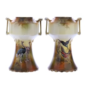 Pair Vases, Two Handles, Unmarked R.S. Prussia
