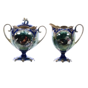 Pedestal Creamer And Sugar Marked Wheelock Prussia