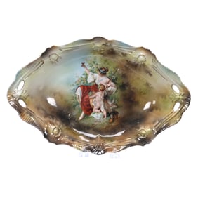 Bread Bowl Marked R.S. Suhl, Ribbon And Jewel Mold