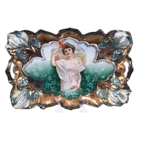 Dresser Tray Marked R.S. Prussia, Iris Mold, Summer Season Portrait