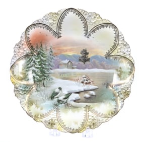 Plate Marked R.S. Prussia, Snowbird Scenic Decor
