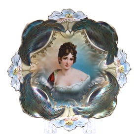 Bowl, Footed, Unmarked R.S. Prussia, Lily Mold, Recamier Portrait