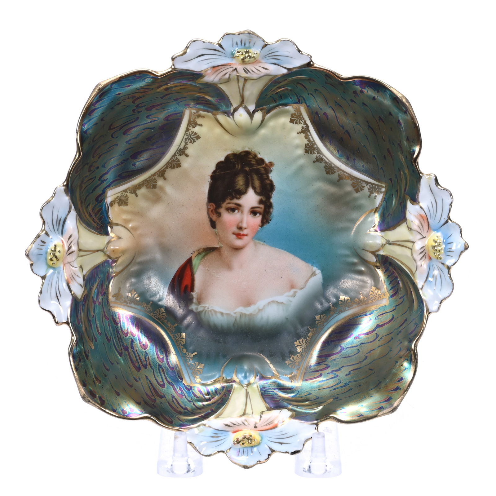 Bowl, Footed, Unmarked R.S. Prussia, Lily Mold, Recamier Portrait (1 of 2)