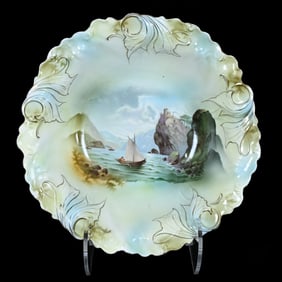 Bowl Marked R.S. Prussia, Old Man In Mountain Scenic Decor