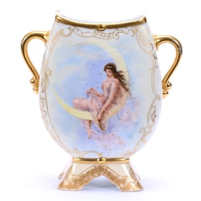 Vase, Two Handles, Marked M.R. Limoges